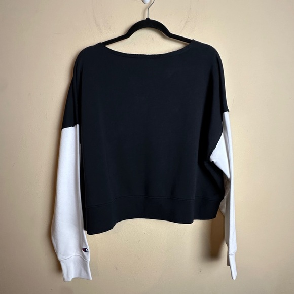 Champion Campus French Terry Crewneck Sweatshirt Black White Rainbow Size Large - Picture 6 of 12